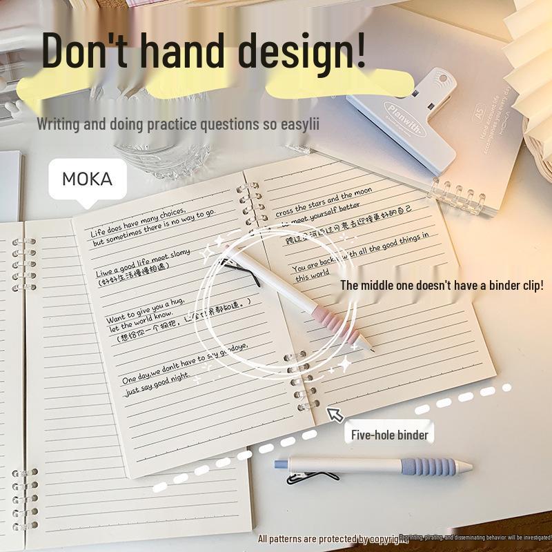 Блокнот А5 на спирали, румяна: Съемный, На кольцах, Удобный захват, Идеально подходит для дневников и заметок учеников начальной школы с горизонтальными линиями.