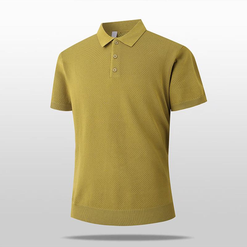 Вязаный свитер из ледяного шелка простая рубашка-поло рубашка с коротким рукавом рубашка-поло футболка футболка для мужчин