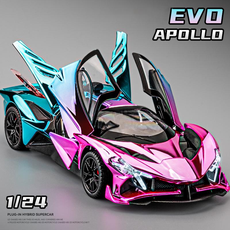 1:24 Apollo Project EVO Electroplate Alloy Muscle Car Model Sound and Light Children's Toy Collectibles Birthday gift