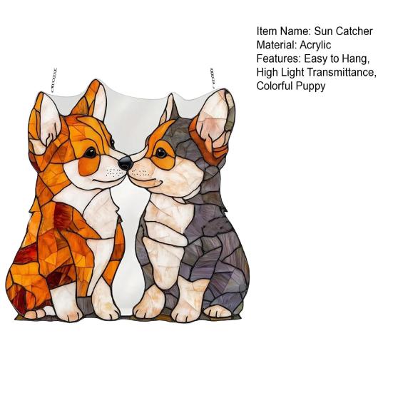 Собака ловец солнца окрашенный акриловый рождественский орнамент красочный щенок ловец солнца подвесное украшение для окна балкона сад