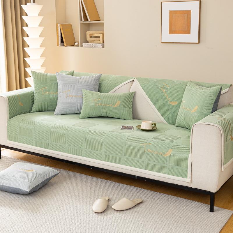 Sofa Cushion Winter Plush Simple Modern Sofa Cover Cover Towel Sitting Cushion Non-slip Winter Models Thickened Beige Leather