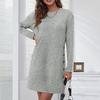 Women's Round Neck Casual Button Loose Long Sleeve Dresses