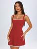 French Style Lace Trim Color Block Dress With Knit Fabric For Elegant Evening Wear