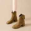 Ретро короткие ботинки с бахромой женские 2025 осень и зима новые матовая кожа толстый каблук ботинки Мартин универсальные задняя молния высокий каблук короткие ботинки