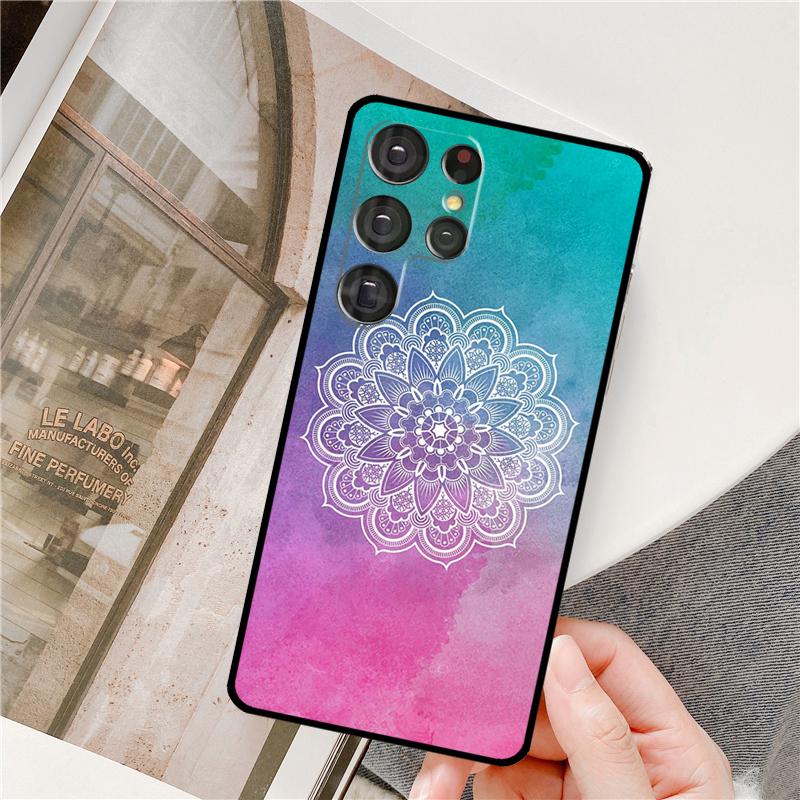 Flowers Mandala Floral Phone Case For Samsung Galaxy S24 Ultra S9 S10 S20 S22 S21 Plus S23 FE S25 Ultra Full Cover