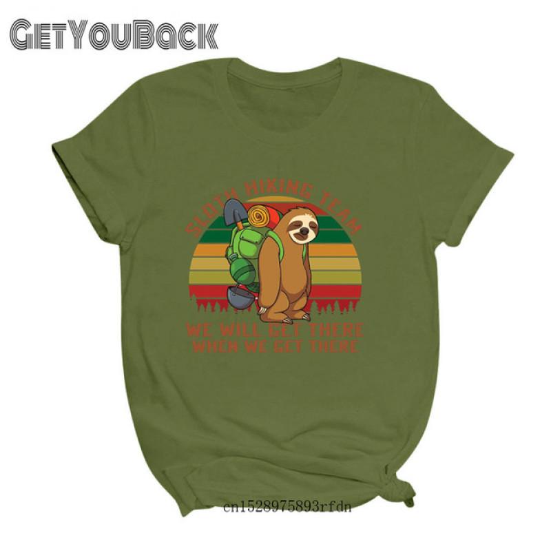 Забавная женская футболка Sloth Hiking Team для девочек, Harajuku 90S, футболка с животными, женская одежда, Прямая поставка