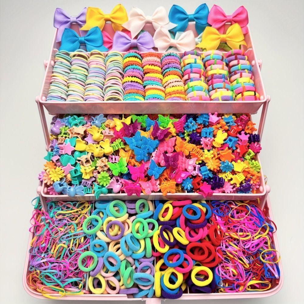 High Elastic Hair Accessories Set No Hurt Hair Hair Clips Bow Hair Ties  Princess Gift Set