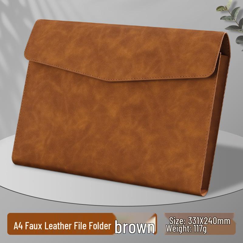 A4 PU Leather Zipper Pouch: Business Office File Bag & Stationery Folder