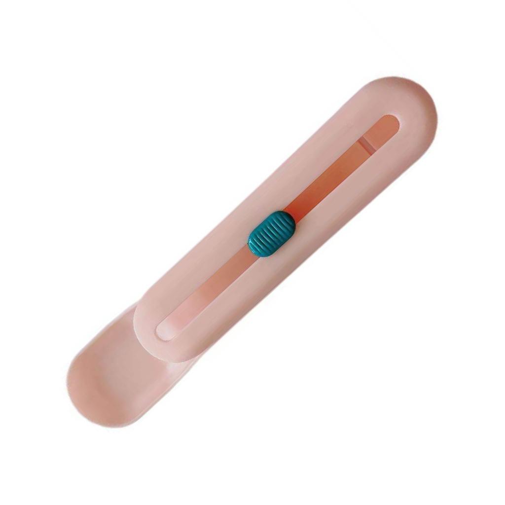 Cat Strip Spoon Push Button Portable Slot Ergonomic Cat Feeder Squeeze Spoon for Pet Pink