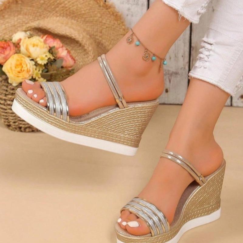 Женские сандалии, летняя обувь, женские босоножки на танкетке, туфли на платформе, дизайнерские сандалии на высоком каблуке, удобная женская обувь больших размеров