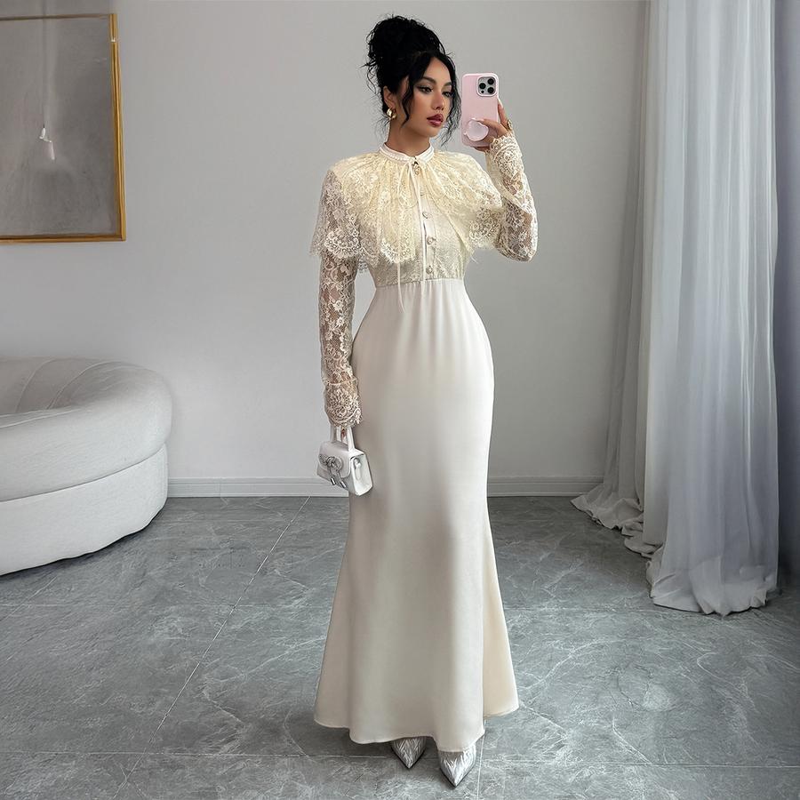 Элегантное платье-макси бодикон с длинным рукавом и пуговицей в виде ветра для женщин Осень/Зима