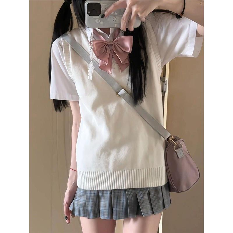 Women’s Grey Knit Vest - Japanese Academy Style School Uniform Top