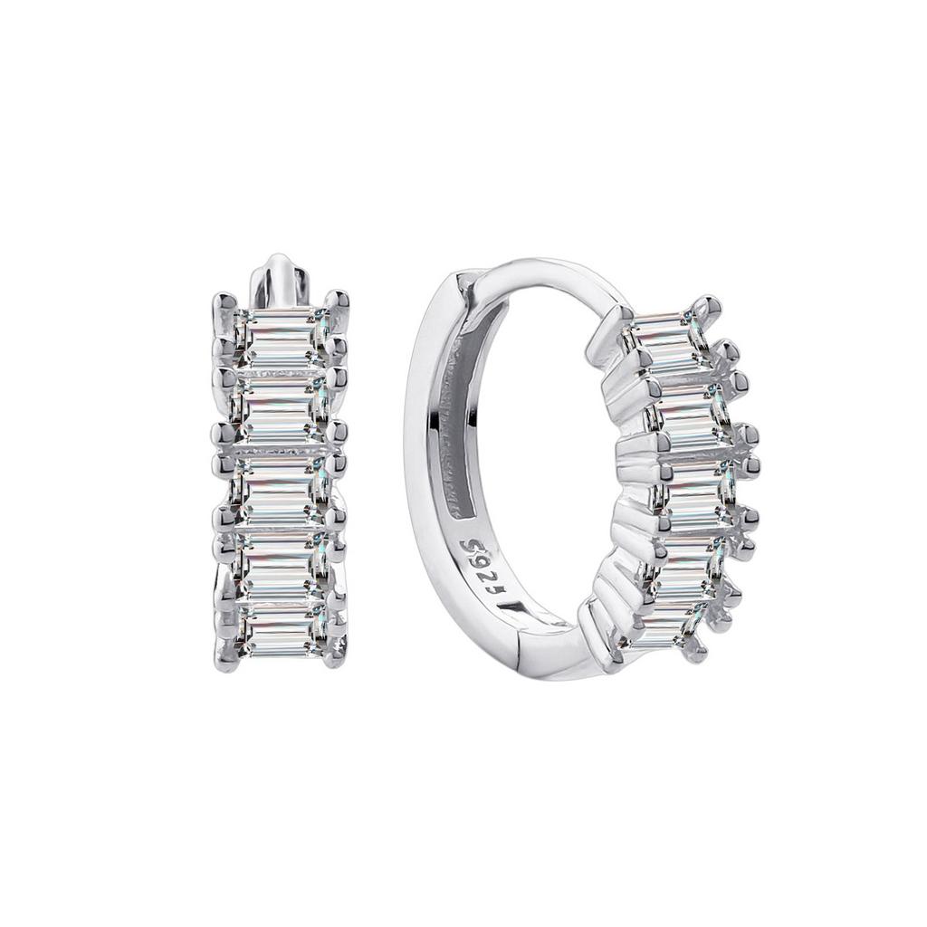 Серьги-кубики сахара из стерлингового серебра 925 пробы, высококачественные супер-блестящие квадратные бриллиантовые пряжки для ушей Ins Niche Изысканные серьги