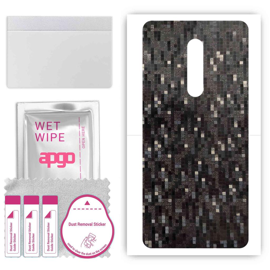 apgo Protective Skin Sticker for the Back Compatible with Nokia 5, Wrap Film, Foil, Vinyl - Pattern Carbon Black Pixel
