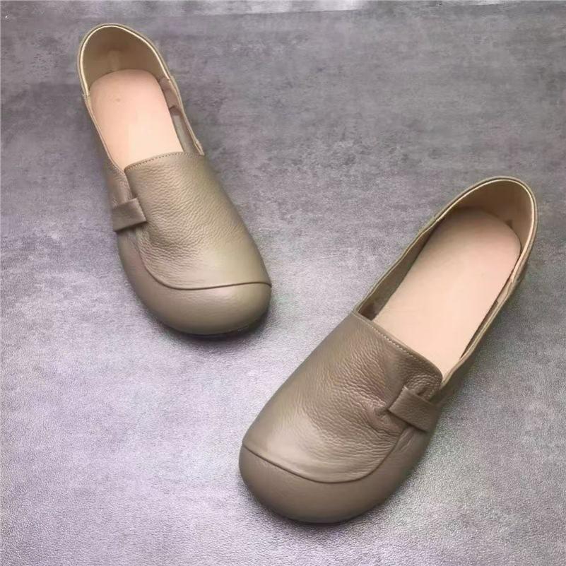 Мягкая кожаная обувь для мам Летняя Сухожилие Мягкая подошва Удобная Нескользящая Ленивые туфли Педаль Работа Женская обувь