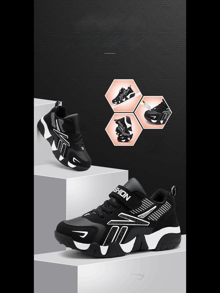 Leather Boys' Sports Shoes: Waterproof, Non-Slip, Mid-Cut for Kids & Elementary Students