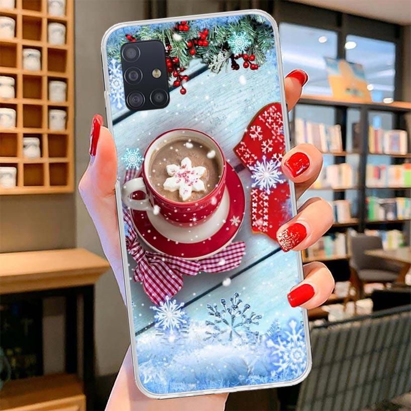 Winter Coffee Christmas Cover Phone Case For Samsung Galaxy A12 A22 A32 A52 A72 A02S Phone Case Note 20 Ultra 10 S10 Plus A51 A7