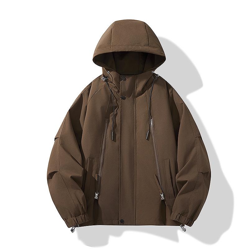 Весенне-осенняя однотонная куртка для пар, мужская функциональная рабочая одежда, модная куртка с капюшоном для улицы, повседневная и универсальная мужская одежда