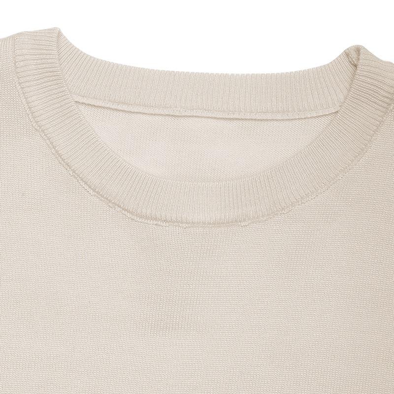 Осенне-зимний женский однотонный свитер с круглым вырезом и длинными рукавами