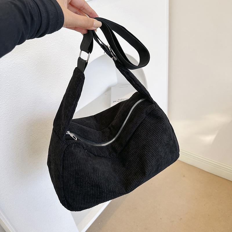 Большая ретро вельветовая холщовая сумка-тоут на плечо для женщин 2023 - Повседневная сумка кроссбоди для студентов