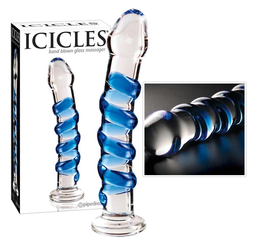 Icicles - Curved Glass Dildo with Grooves