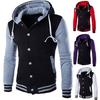 Fashion Men Winter Long Sleeve Varsity Jacket Single-breasted Warm Hoodie Coat
