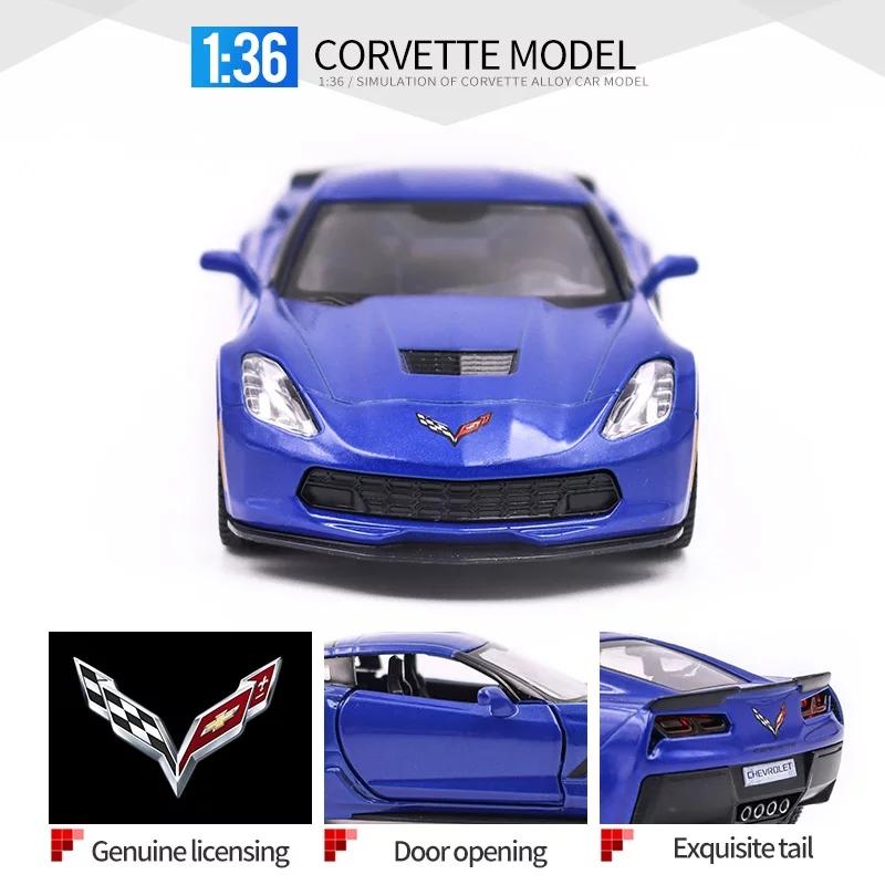 Chevrolet Corvette C7 Grand Sport Симуляция Литая модель и игрушечный автомобиль Машинка с инерционным механизмом и открывающимися дверями RMZ city 1:36 Металлических Моделей Суперкаров