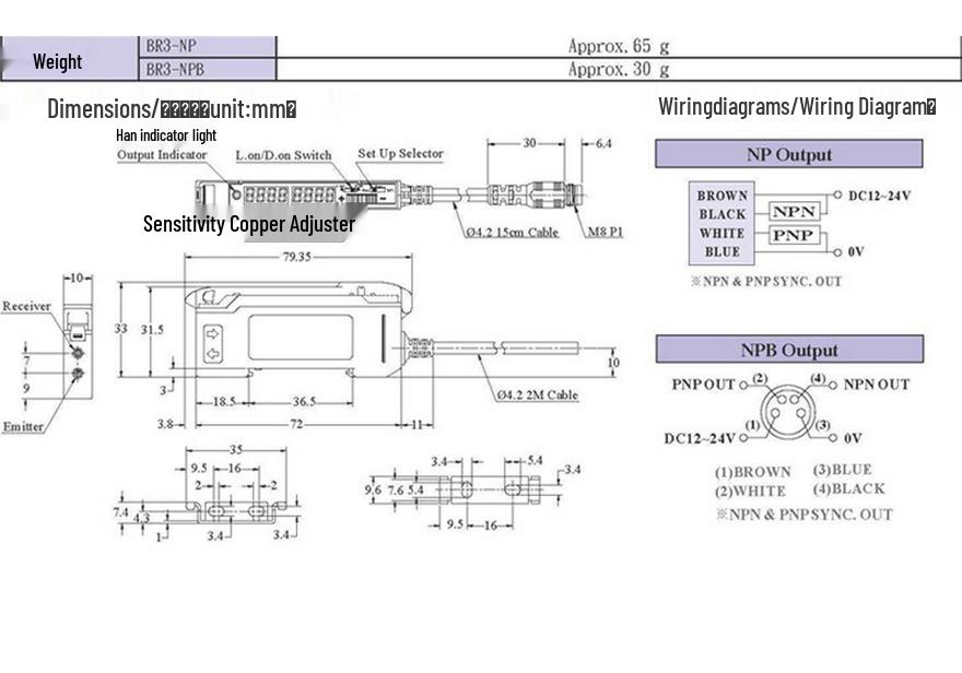 Taiwan RIKO BR303-NP Dual-Display Fiber Optic Amplifier - Updated High-Speed Replacement for BR3-NP