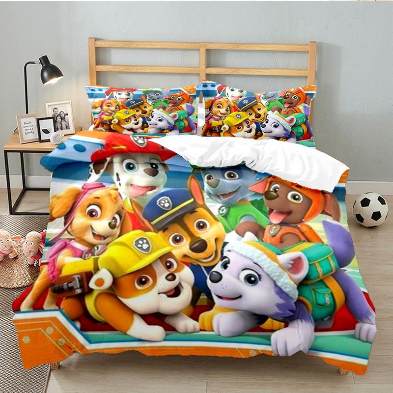 Dog Paw Heroes 3PCS Bedding set,Ideal for 1pc Duvet Cover And 2pcs Pillowcases Perfect for Fan gift,Ideal for Bedroom, Dormitory