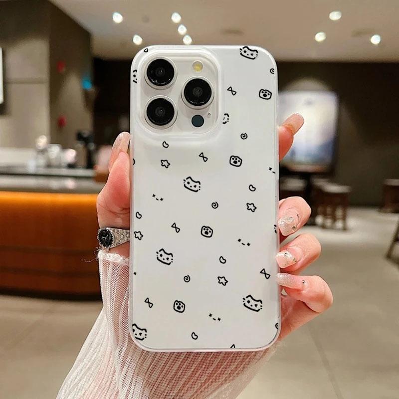 Милый классный чехол для телефона с кошкой для IPhone 11 12 13 14 15 16 ProMax Plus XR X XS 7 8 16 15 Plus SE2 Ударопрочный полупрозрачный мягкий чехол