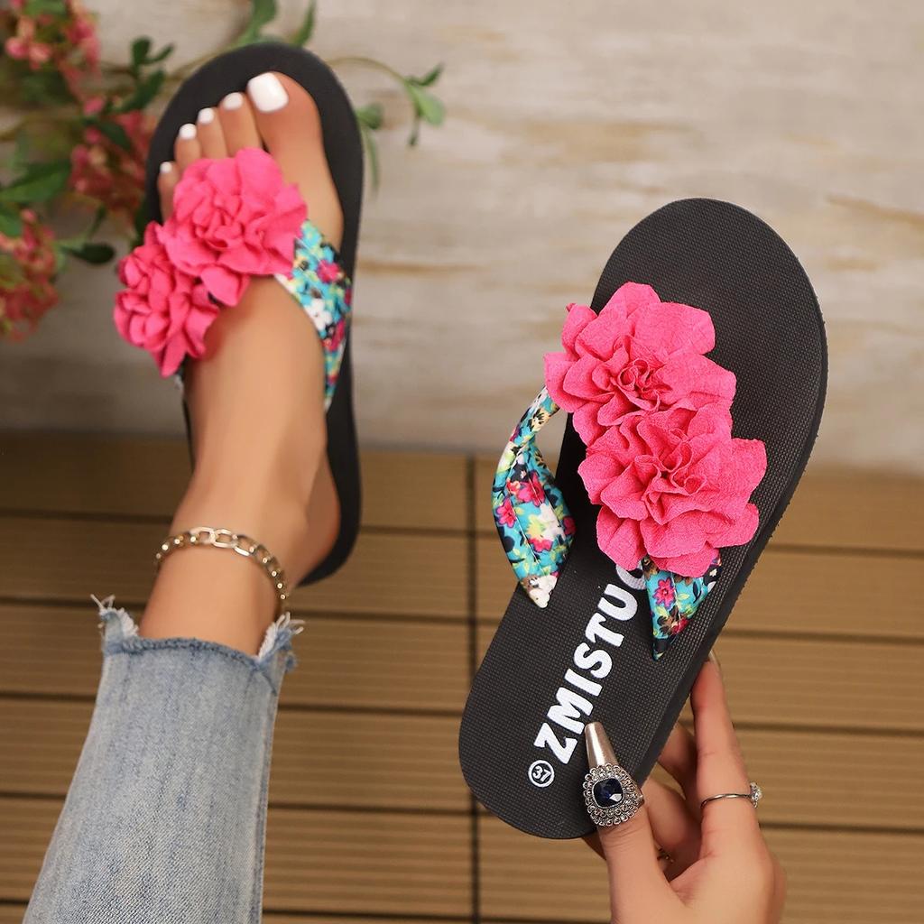 Women Slippers Beach Flower Shoes for Women New Flat Bottomed Slippers Home Casual Sandals Ultra Lightweight Shoes Slides Women
