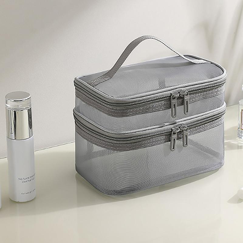 1 шт. сетчатая косметичка, сетчатая косметичка для офиса, дорожные сумки для хранения, двухслойные косметички