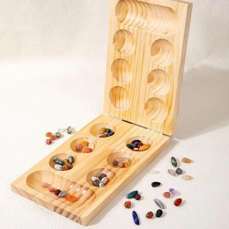 Деревянная манкала «Камень-капля» и настольная игра «Шахматы с драгоценными камнями» - Обучающая игрушка для пространственного мышления, африканские шахматы, настольная игра