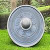 Viking Blue Wooden Shield with Norse Rune Symbols Round Shield 60.96 cm Nordic Wall Decor, LARP Cosplay Prop, Medieval Warrior Gift