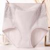 Lace Stitching Ribbed Hip Lifting Women Briefs High Waist Control Belly Underpants