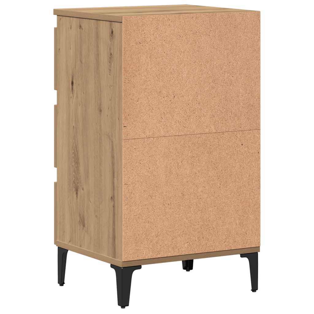 Nightstand with Metal Legs Artisan Oak Finish 40 x 35 x 69 cm
