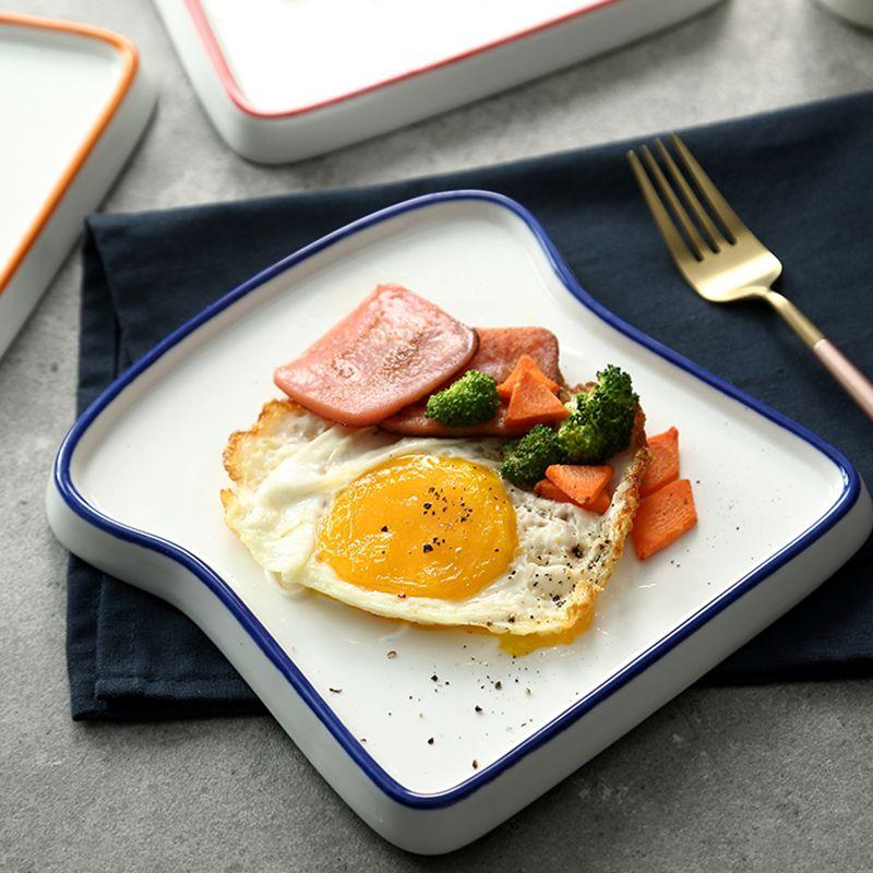 1 шт. Керамическая тарелка для завтрака и десерта в форме хлеба, тостовые тарелки, салатница, поднос для фруктов и закусок, бытовая посуда, обеденная тарелка, посуда