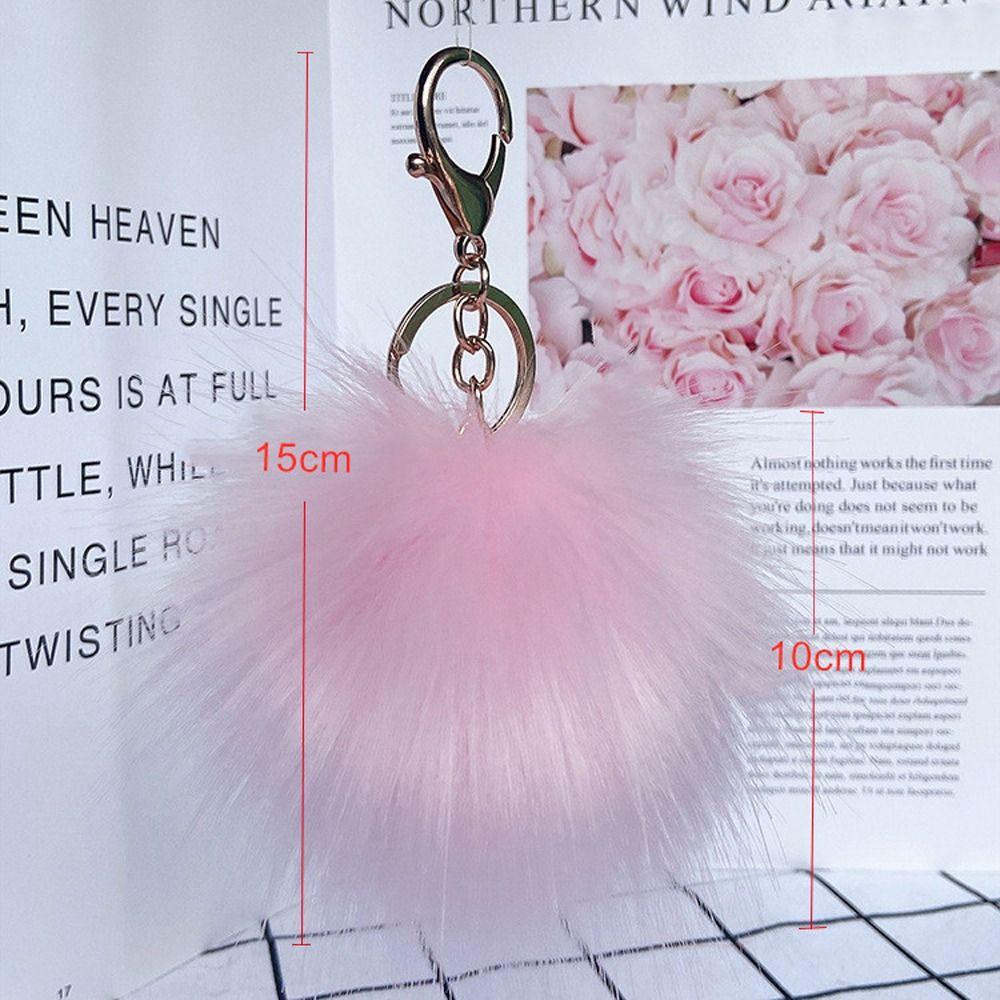 Metal Ring Fur Ball Keychain Fluffy Plush Ball Keychain Pom Pom Keyring  Bag Decoration