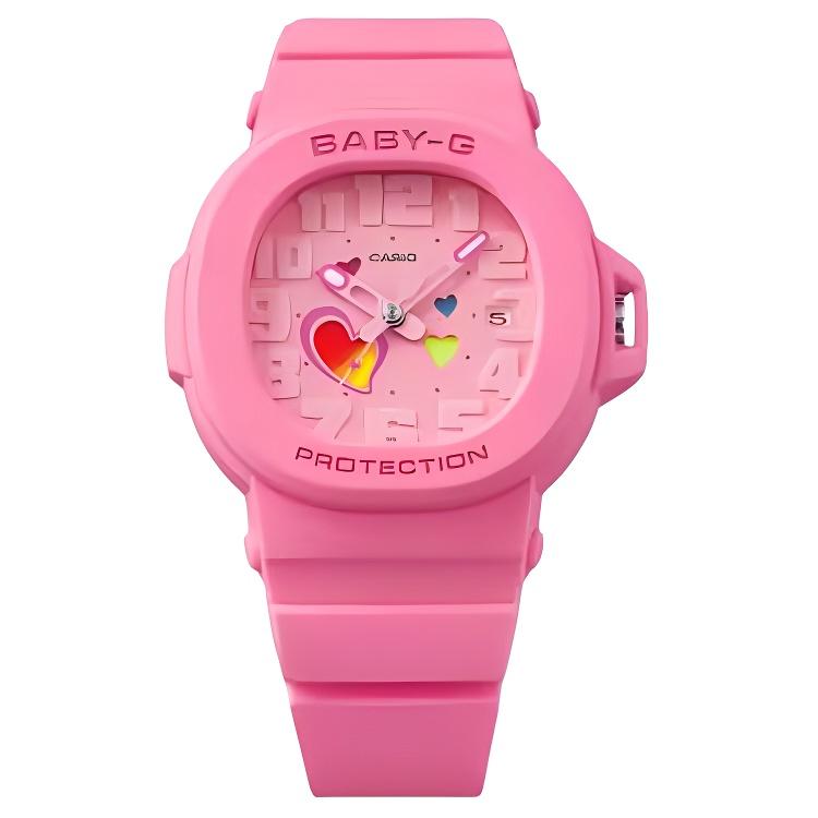 Casio Часы из коллекции Naughty Heart с кварцевым механизмом и полимерным ремешком, унисекс, розовый циферблат BGA-10-4A