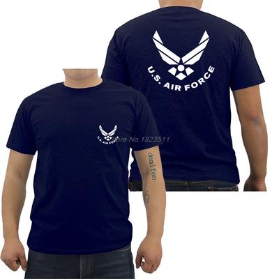 Новая Модная Повседневная Мужская Хлопковая Футболка Новая ВВС США USAF Маленький Логотип Спереди Большой Логотип Сзади Футболка Крутые Футболки Топы Уличная Одежда