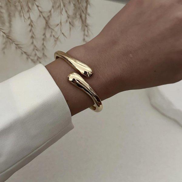 Vintage Hip Hop Metal Smooth Irregular Spring Bracelet for Women Exaggerated Geometric Chunky Wide Cuff Bangle Punk Jewelry Gift