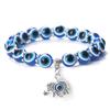 10mm Lucky Blue Evil Eye Bracelet Palm Butterfly Owl Elephant Pendant Charm Crystal Resin Beaded Bracelets for Women Men Jewelry