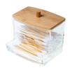 Acrylic Bamboo Lid Cotton Swabs Storage Holder Box Portable Transparent Makeup Cotton Pad Cosmetic Container Jewelry Organizer