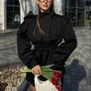 Женская объемная ветровка-пальто с воротником-стойкой, поясом на талии, средней длины, зимняя верхняя одежда, свободный крой