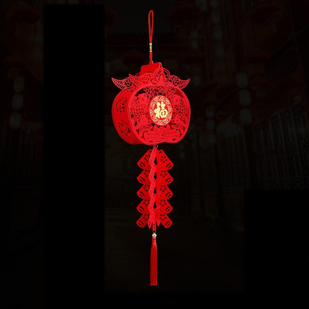 DIY Felt Red Lantern 3D Chinese Red Lantern Decorative FU Character Lantern New Year