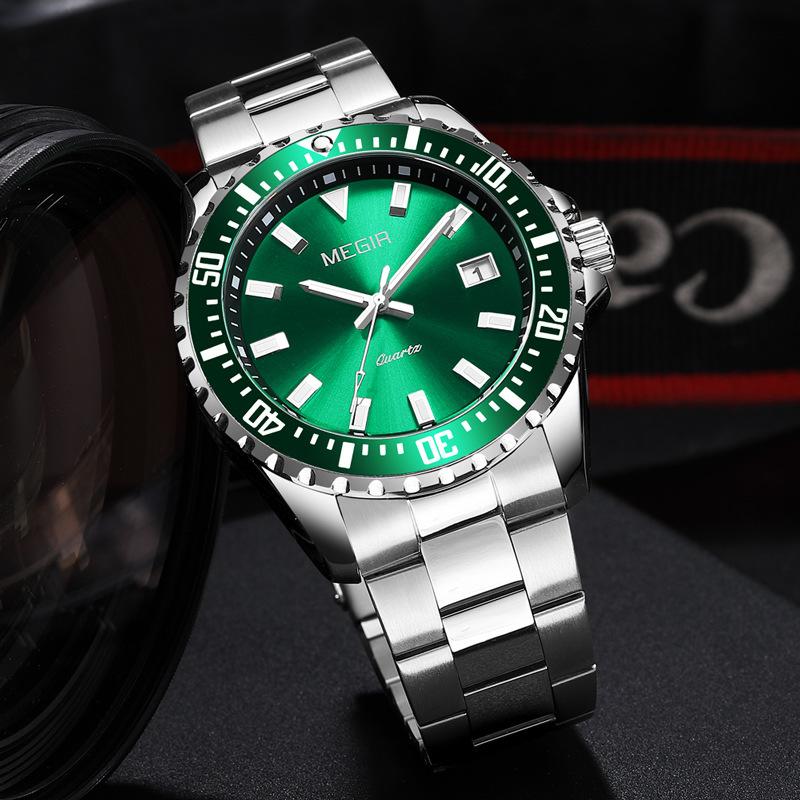 Men'S Watch, Business Steel Belt Watch, Chronograph Luminous Waterproof Calendar, Quartz Watch 2064Ag