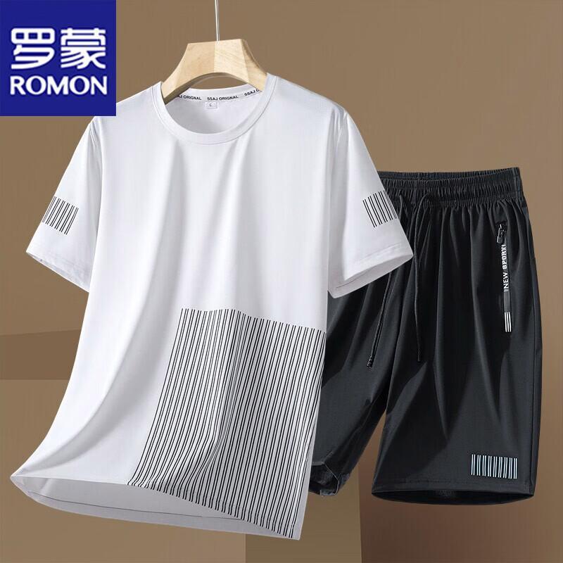 ROMON Men's Ice-Feel Breathable Summer Two-Piece Set