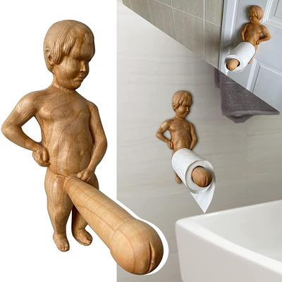 Забавный держатель для салфеток, держатель для туалетной бумаги, настенный держатель для туалетной бумаги, деревянный держатель для рулона туалетной бумаги для ванной комнаты
