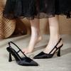 Pointed High Heels Women's Thin Heels Sexy Bag Head Sandals 2025 New Large Size Women's Shoes Summer French Empty Shoes