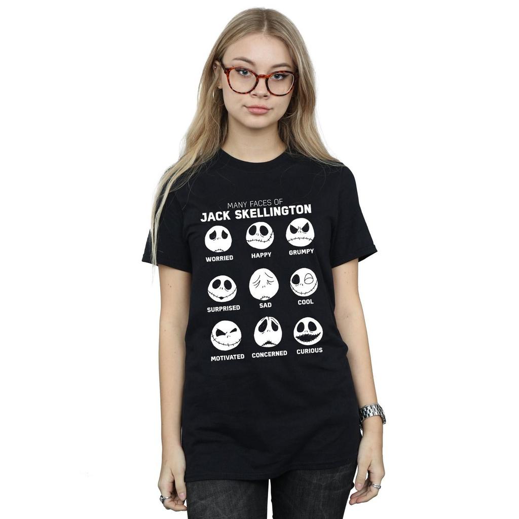 Disney Womens/Ladies Nightmare Before Christmas The Many Faces Of Jack Cotton Boyfriend T-Shirt
